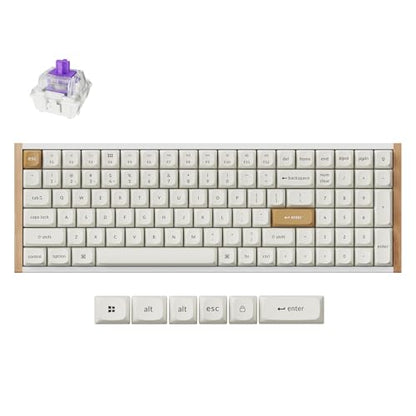 Keychron K4 HE 96% Wireless Hall Effect Keyboard with Number Pad, Rapid Trigger Magnetic Switches, QMK Launcher, 2.4GHz/Bluetooth/Wired, Mac & Windows, Wood Accent Frame, White (Non-Shine-Through) - color: Special Edition White