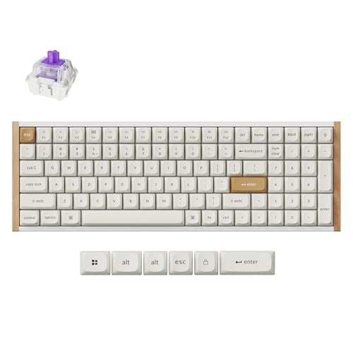 Keychron K4 HE 96% Wireless Hall Effect Keyboard with Number Pad, Rapid Trigger Magnetic Switches, QMK Launcher, 2.4GHz/Bluetooth/Wired, Mac & Windows, Wood Accent Frame, White (Non-Shine-Through) - color: Special Edition White