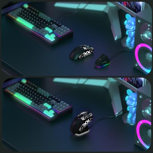 MAGIC-REFINER Attack Shark X11 59g Lightweight Wireless Gaming Mouse,RGB Charging Dock,Tri-Mode-BT/2.4G Wireless/Wired Mouse with Grip Tape,22000 DPI,5 Programmable Buttons for Pc/Mac(Black&Sticker) - color: Black & Griptape
