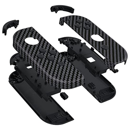 eXtremeRate DIY Replacement Shell Buttons for Nintendo Switch & Switch OLED, Graphite Carbon Fiber Soft Touch Housing with Full Set Button for Joycon Handheld Controller - Console Shell NOT Included - color: Graphite Carbon Fiber