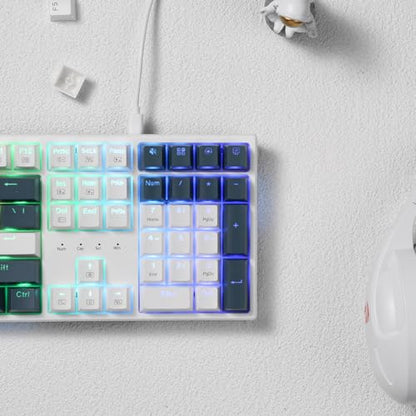 Redragon K668 108-Key Hot-Swap Wired RGB Gaming Keyboard, Extra 4 Hotkeys | Dedicated Shortcut Keys for Mute, Calc & Desktop, Cushioned Noise Dampening for Creamy Thocky Sound, Swap-Ready, PRO Software - color: Gemini Eclipse