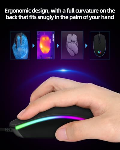 Wired Gaming Mouse with 3 - Level DPI, RGB RGB Gaming Mouse, Ergonomic Comfortable Grip PC Gaming Mice, Precise Optical Sensor Computer Mouse for Office/Game/Home (Pink) - color: Pink