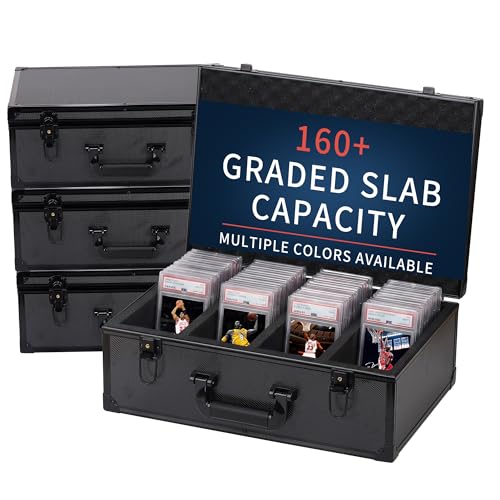 Graded Card Storage Box, 4 Row Top Loader Design - 160+ Capacity Durable PSA Card Storage & Sports Card Organizer Slab for Your Collection – For Baseball, Football, TCG, MTG Cards