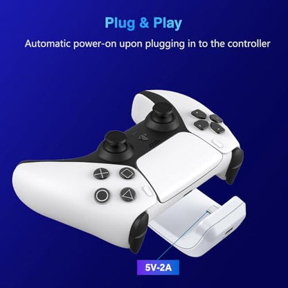 Tectra PS5 Controller Battery Pack, 3000mAh External Battery for Sony PlayStation 5 DualSense CFI-ZCT1W Controller, LED Display & USB-C Charging Cable