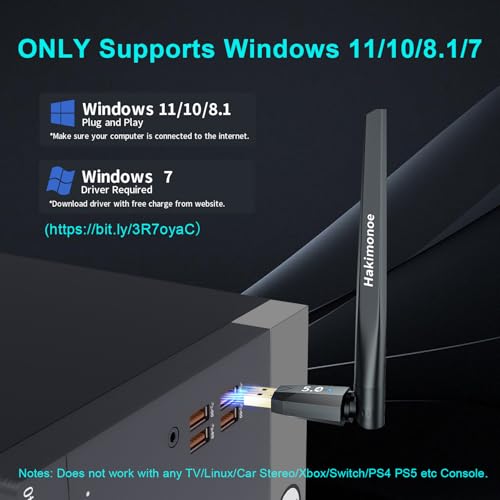 Long Range Bluetooth 5.4 Adapter for PC, USB Bluetooth Dongle Enhanced Antenna for Laptop Desktop Computer Windows 11 10 8.1 7, Linux, Pair with Headphones Speaker Mice Keyboard Controller - style: Latest BT5.4-150M Long Range-BT09