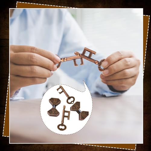 2 Pcs Metal Brain Teaser Puzzle for Adult Teen,Compass Box Key Lock | 3D Logic Puzzle Set, Iq Education Challenge Toy, Unlock Interlocking Puzzle Gift, Brain Puzzles for Family Classroom - style: Compass Box Key Lock