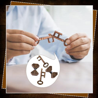 2 Pcs Metal Brain Teaser Puzzle for Adult Teen,Compass Box Key Lock | 3D Logic Puzzle Set, Iq Education Challenge Toy, Unlock Interlocking Puzzle Gift, Brain Puzzles for Family Classroom - style: Compass Box Key Lock