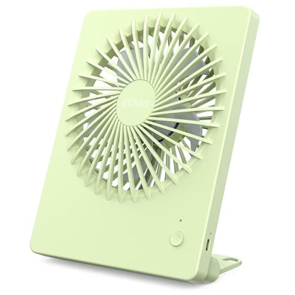 Zuvas Desk Fan Small Rechargeable Battery Table Fans for travel Ultra Quiet | 180° Tilt Folding, LED Dislay, Portable Fan Slim Design, 3 Speed Adjustable, for Office Bedroom Desktop, Cruise Essentials - color: Light Green