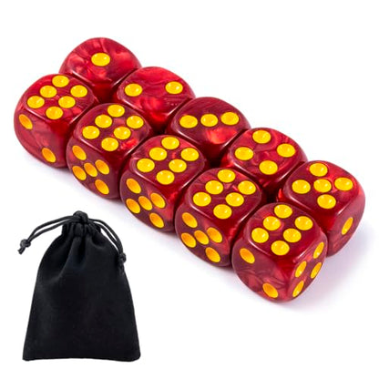 10 Pieces Polyhedral D6 Dice Set, 6 Sided Dice 16mm for RPG MTG DND Table Games (Red) - color: Red