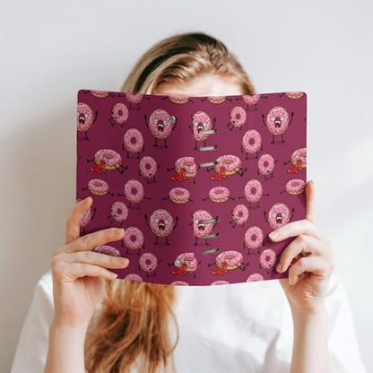 JOJOART Pink Donut Characters Funny Journals Binder Notebook Loose Leaf 6-Ring Professional Notebook,Spiral Notebooks Refillable Journal Notebook,90 Sheets for Office Travel Planner