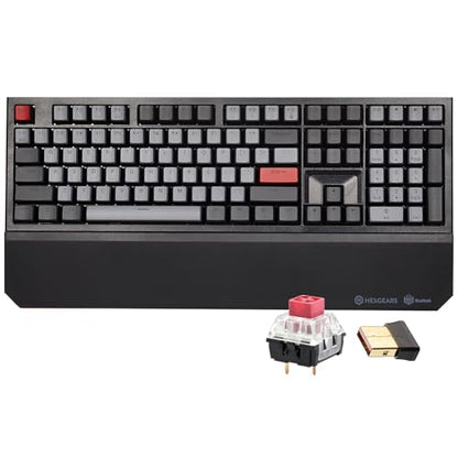 Hexgears X5 Wireless Mechanical Keyboard, Dual-Mode 2.4G/USB-C Ergonomic Full Size 108 Keys Keyboard, Kailh Box 3.0 Linear Switch, N-Key Rollover, Backlit Gaming Keyboards with Wrist Rest (Dark) - color: Dark Knight-X5, size: Linear