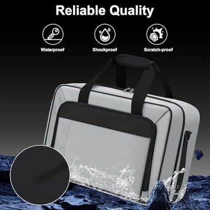 GDNasist Carrying Case Compatible with PS5/PS5 Pro/PS5 Slim, Grey | Travel Thickened Protective Bag Compatible with Playstation 5 Console, Headset, PS5 Controller, Game Discs and Accessories - color: Grey