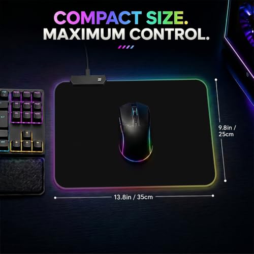 RGB Gaming Mouse Pad, 9.8 × 13.8 Inch, 13 Light Modes, Non-Slip Rubber Base, Waterproof, Compact Mouse Pad for PC Laptop Office Gaming Use - color: Black 13.8 ×9.8''