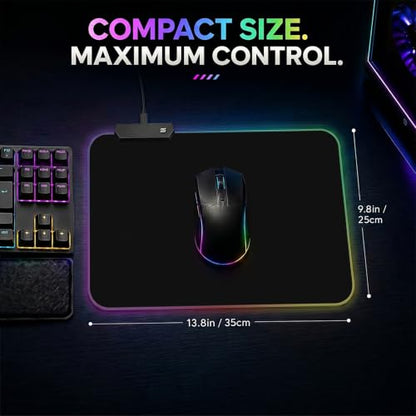 RGB Gaming Mouse Pad, 9.8 × 13.8 Inch, 13 Light Modes, Non-Slip Rubber Base, Waterproof, Compact Mouse Pad for PC Laptop Office Gaming Use - color: Black 13.8 ×9.8''