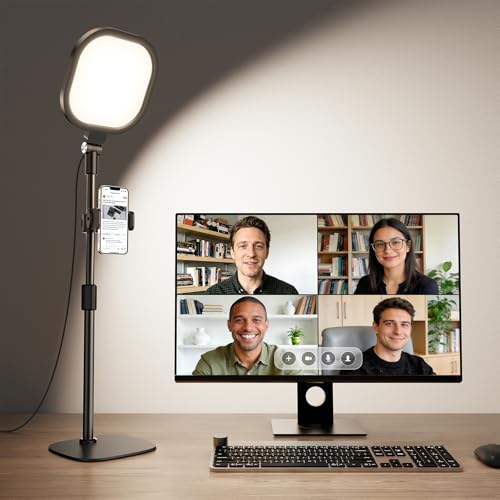 Zoom Lighting for Computer, Adjustable Desk Lighting for Video Calls, 30 Light Modes Video Conference Light, Desk Ring Light with Stand for Webcam, Meetings, Live Stream, Home Office. CRI 97.8 - color: Black-1 pack