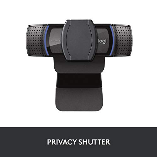 Logitech C920S HD Pro Webcam, Full HD 1080p/30fps Video Calling, Clear Stereo Audio, Light Correction, Privacy Shutter, Works with Skype, Zoom, FaceTime, Hangouts, PC/Mac/Laptop/Tablet/Xbox | Full HD 1080p/30fps Video, Dual Stereo Mics, HD Autofocus, Auto