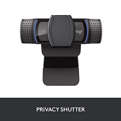 Logitech C920S HD Pro Webcam, Full HD 1080p/30fps Video Calling, Clear Stereo Audio, Light Correction, Privacy Shutter, Works with Skype, Zoom, FaceTime, Hangouts, PC/Mac/Laptop/Tablet/Xbox | Full HD 1080p/30fps Video, Dual Stereo Mics, HD Autofocus, Auto