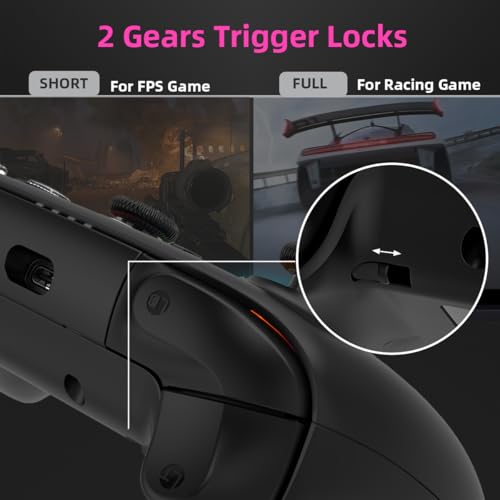 ASRVA Black 2.4G Wireless Game Controller, No Bluetooth, Hall Effect Gamepad with Metal Rear Macro Buttons, Wired Plug & Play, Compatible with PC Mac Steam Deck PS3 Switch Android - color: Black