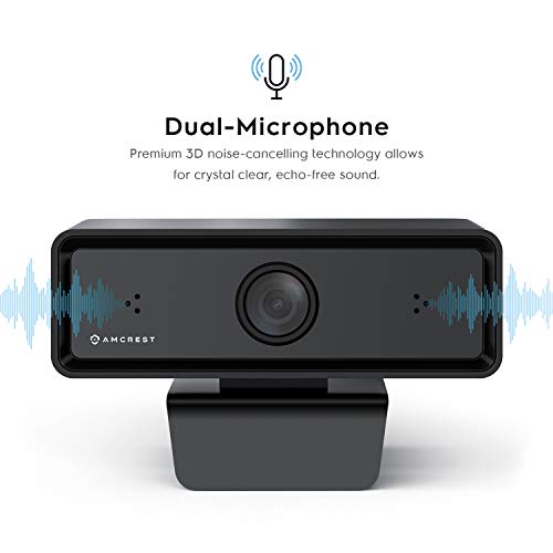 Amcrest 1080P Webcam with Microphone & Privacy Cover, 2 Noise-Cancelling Mics, USB Webcams for Desktop/Laptop PC Computer, Web Cam for Calls, Conference, Zoom, Skype, Online Classes, Meetings AWC2198