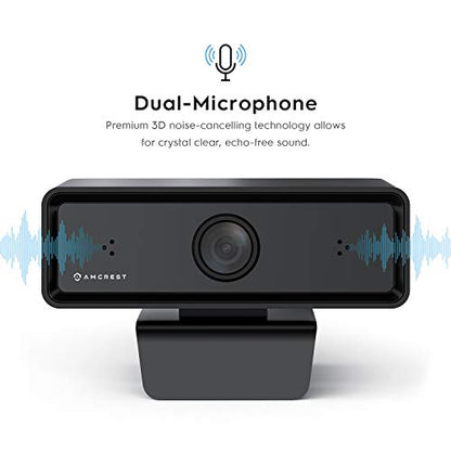 Amcrest 1080P Webcam with Microphone & Privacy Cover, 2 Noise-Cancelling Mics, USB Webcams for Desktop/Laptop PC Computer, Web Cam for Calls, Conference, Zoom, Skype, Online Classes, Meetings AWC2198
