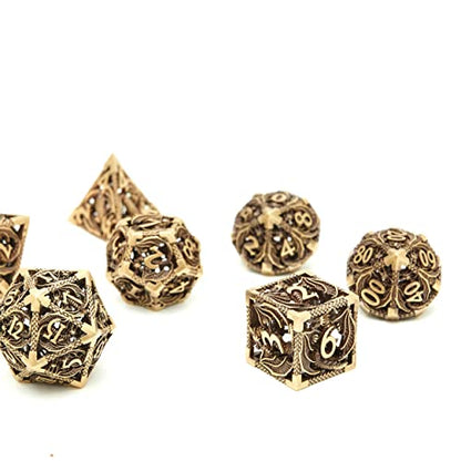 Metal DND Dragon Dice Set Dungeons and Dragons for Role Playing Games (RPG) MTG Pathfinder Tabletop Games(Ancient Bronze) - color: Ancient Bronze