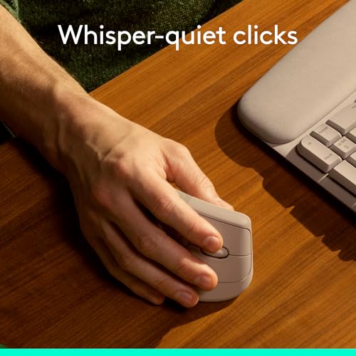 Logitech Lift Vertical Ergonomic Wireless Mouse - Sand | Connect via Bluetooth or included Logi Bolt USB-A receiver, quiet clicks, 4 of 6 buttons customizable, Windows Mac compatible - color: Sand, style: Right-Handed