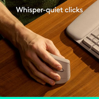 Logitech Lift Vertical Ergonomic Wireless Mouse - Sand | Connect via Bluetooth or included Logi Bolt USB-A receiver, quiet clicks, 4 of 6 buttons customizable, Windows Mac compatible - color: Sand, style: Right-Handed