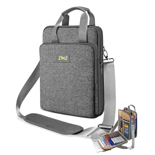 ZINZ Laptop Shoulder Bag 12.3-13 inch Case Sleeve, Expandable Handbag with Valuables Compartment Compatible with MacBook Air/Pro/Neo 13", iPad 12.9"/13"/11", Shockproof,Gray - color: Gray