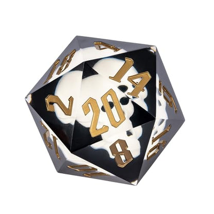 Cusdie Large D20 Dice 55mm with Sharp Edges, D&D 20 Sided Dice, Handmade DND Giant D20 for RPG, Table Games(White Skull) - color: White Skull