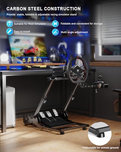 PXN Steering Wheel Stand – A10 Foldable&Adjustable Racing Wheel Stand | 23 lb Heavy-Duty Frame, Sim Racing Cockpit, Universal Fit for V10/V99/VD4/VD6, G29/G920/G923, R3/R5, T248, DD Pro &More