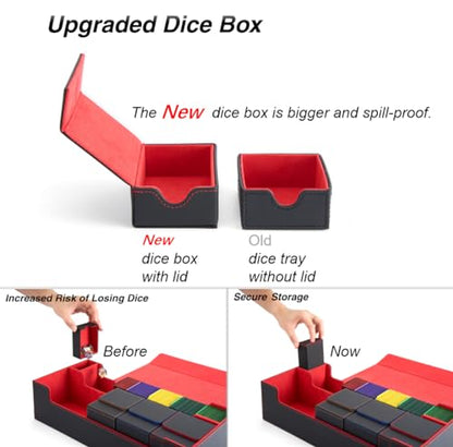 MTG Deck Box Holds 5 Display Card Deck Boxes with Playmat and Dice Box,Includes 10 colorful dividers and 1 card supporter, Trading Card Storage Box For Magic Game Cards (Black and Red) | Holds 5 Deck Boxes (not included)/650 Single/520 Double-Sleeved Card