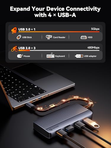QUUGE Docking Station Dual Monitor 2 HDMI, 7 in 1 USB C Hub with Dual HDMI 4K, PD Charging, 5Gbps USB 3.0, 3 USB2.0, USB C Docking Station for MacBook Pro/Dell XPS/HP/Lenovo/Surface/Yoga etc - style: QC701【2 × HDMI + 4 × USB-A + PD 100W】