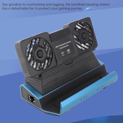 Docking Station, 9 in 1 4K 60Hz Gigabit Ethernet RGB Handheld Gaming Console Dock with Dual Cooling Fan Adjustable Speeds 100W PD for OLED ROG Ally Legion Go