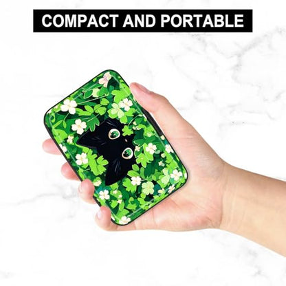Card Holder Credit Cards Holder for Women RFID wallet women Business Card Holder Wallet Mini Aluminum Card Wallet RFID Blocking Slim Metal Hard Card for Women, Flower Cat - color: Flower Cat