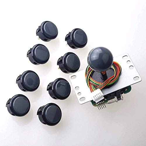 Sanwa JLF-TP-8YT Joystick + Sanwa 8 pcs OBSF-30 Push Button Bundle Kit Color : Gray - for Arcade Game 4 & 8 Way Adjustable, Compatible with Catz Mad SF4 Tournament Joystick S@NWA - color: Gray