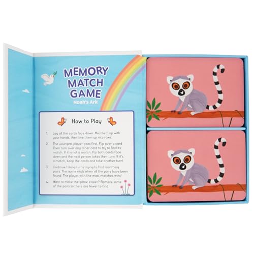 Memory Matching Game for Kids Ages 3+ – Memory Card Game with 72 Large Thick Cards, Preschool Learning Game (Noah's Ark)
