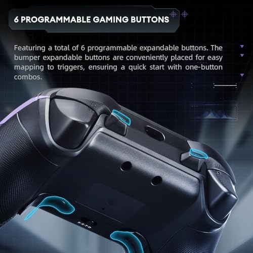 Thunderobot G50S Wireless Gaming Controller 1000Hz Ultra-Low Latency Bluetooth Controller for PC/Switch/Android with Hall Effect Joysticks & Triggers, Gyroscope, and 6 Programmable Buttons [video game] - color: Black, size: G50S