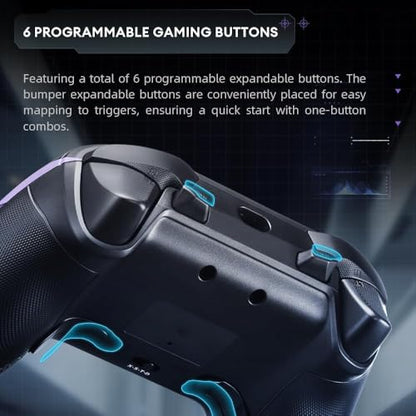 Thunderobot G50S Wireless Gaming Controller 1000Hz Ultra-Low Latency Bluetooth Controller for PC/Switch/Android with Hall Effect Joysticks & Triggers, Gyroscope, and 6 Programmable Buttons [video game] - color: Black, size: G50S