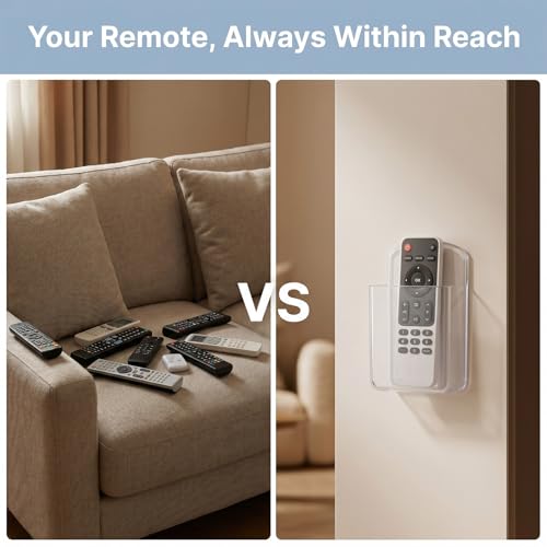 2 PCS Remote Control Holder Wall Mount, TV Remote Control Holder, Self Adhesive Pen Holder Organizers and Accessories for Home Office School (4, Clear-4Pcs) - color: Set of 4-Clear