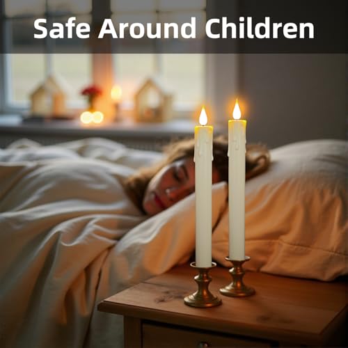 9.9-Inch Rechargeable Flameless Taper Candles, 60+ Hours Runtime, Remote & Timer, Flickering LED, Safe for Home & Events 6-Pack, Ivory, Plastic - color: Taper Candles - Ivory