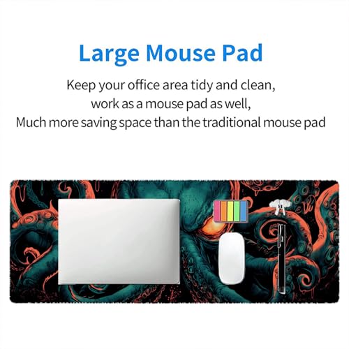 Cthulhu Mouse Pad Mythology Deep Monster Octopus Tentacles Large Gaming Mouse Mat with Stitched Edges,Non-Slip Waterproof Rubber Base Mouse Mat Office Computer Keyboard Laptop Home 31.5"x11.8" - color: Cthulhu, size: 31.5" x 11.8"
