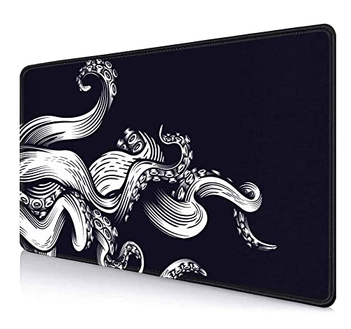 IMAYONDIA Large Gaming Mouse Pad (35.4x15.7 in), Octopus Desk Mat, Full Desk Mousepad, XL XXL Extended Big Mouse Pad, Keyboard Mouse Pads for Desktop, Laptop Computer Accessories- Black and White - color: Black and White Octopus