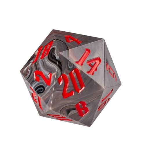55mm 20 Sided DND Dice, Giant D20 D&D Polyhedral Dice Large D20 with Die Gift Box for D&D,RPG Table Games (Black with White/Red Number) - color: Black With White/Red Number