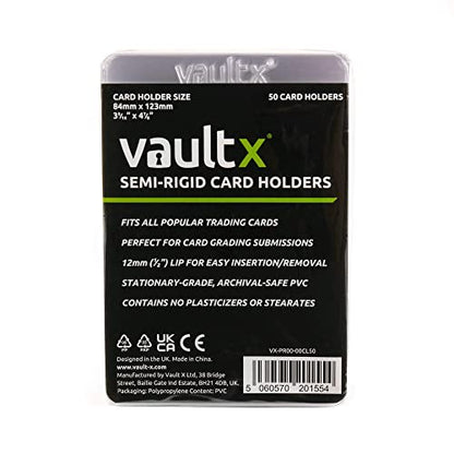 Vault X Semi-Rigid Trading Card Holders (50 Pack), Hard Sleeves for Trading Card Grading Submissions, Card Protectors - size: 50 Pack