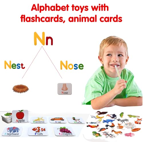 Craftstory 130 Pcs Alphabet Learning Toys Letters-Felt Montessori Board for Toddlers with Flashcards Preschool Phonics Vocabulary Activities Educational Toys for 3 Year Old