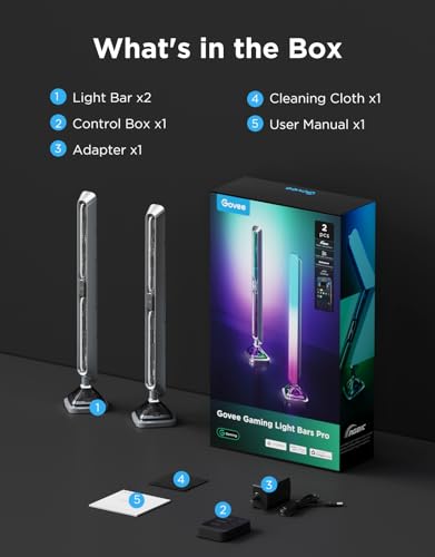 Govee Gaming Light Bars Pro,16-Inch Smart RGBIC Wi-Fi LED Game Lights | Upgraded,RGBICIllumination,Triple-Sided,Music Sync & 60+ Scene Modes, Works with Alexa & Google Home, Gaming Room Decor