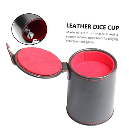 Vaguelly PU Leather Double-Layer Dice Cup Set Dices for Bar Games Portable Dice Storage Container for Game Evenings and KTV Parties