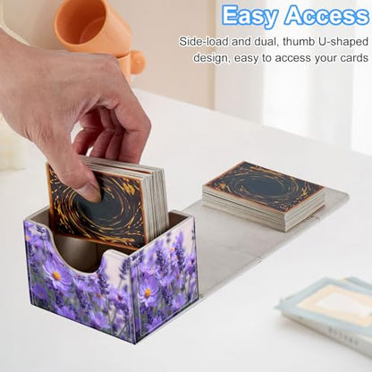 Lavender Flowers Deck Box for MTG Commander | Holds 100+ Double-Sleeved Cards | Strong Magnetic TCG Card Case for Collectible Games - color: Lavender Flowers
