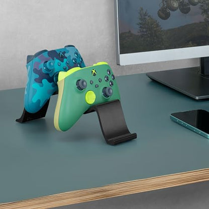 Desktop Dual Game Controller Stand Holder – Stylish, Minimal Wave Design, Suitable for PS5, Xbox, Switch, PC & Retro Gamepads - color: black/silver
