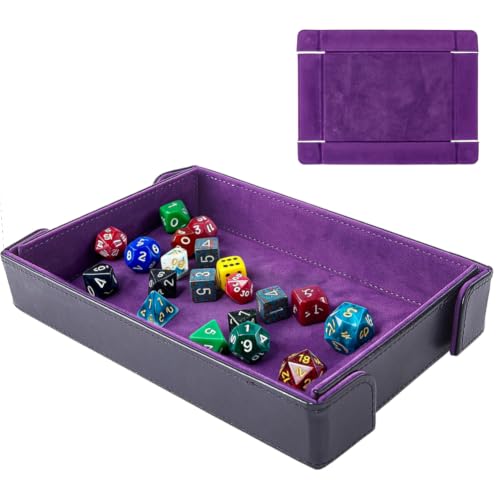 DICOSMETIC PU Leather Dice Tray Folding Dice Rolling Mat Dark Orchid Rectangle Dices Holder Foldable Dices Storage Box Portable Tabletop Tray for RPG Game Enthusiasts Playing Cards - color: Dark Orchid